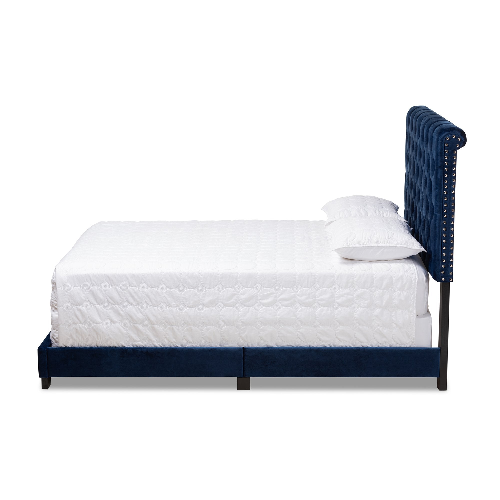 Baxton Studio Candace Luxe and Glamour Navy Velvet Upholstered King Size Bed