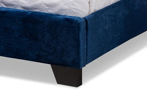 Baxton Studio Candace Luxe and Glamour Navy Velvet Upholstered King Size Bed