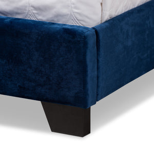 Baxton Studio Candace Luxe and Glamour Navy Velvet Upholstered Queen Size Bed