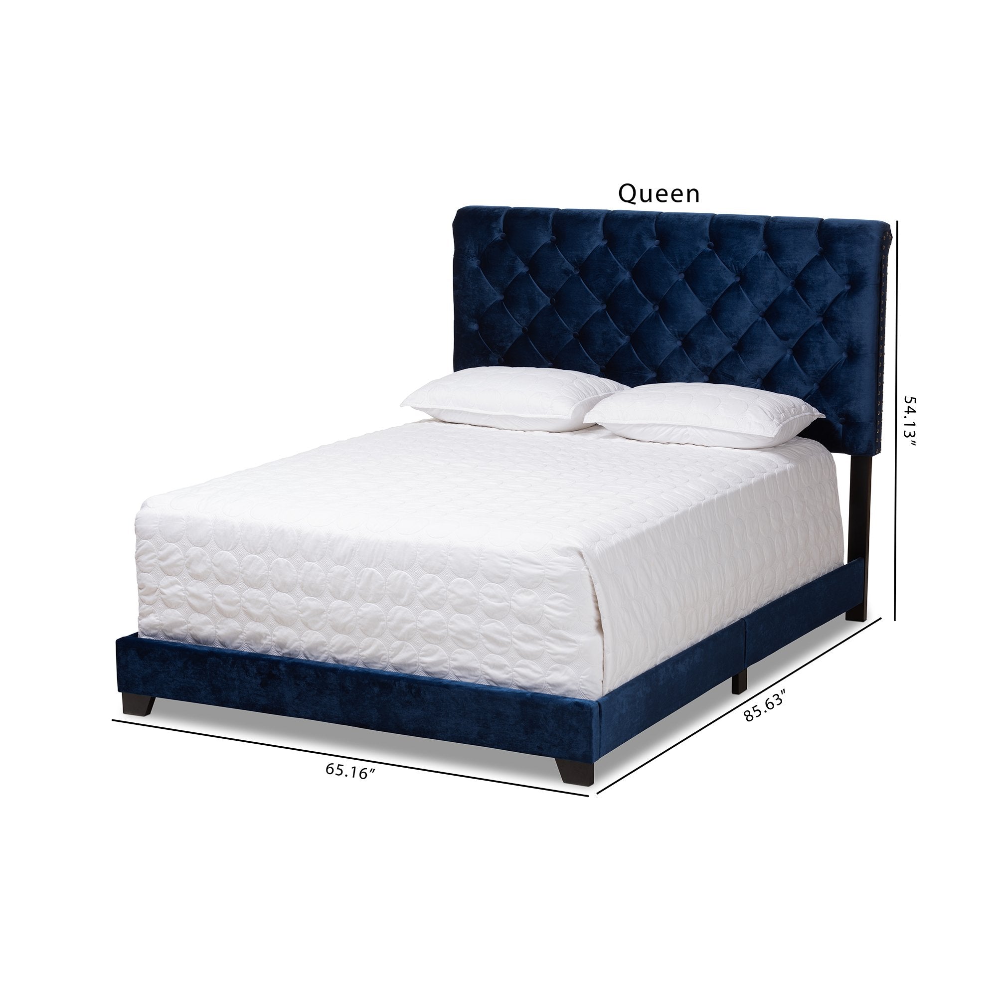 Baxton Studio Candace Luxe and Glamour Navy Velvet Upholstered King Size Bed