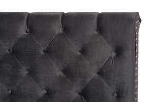 Baxton Studio Candace Luxe and Glamour Dark Grey Velvet Upholstered Full Size Bed