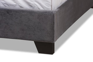 Baxton Studio Candace Luxe and Glamour Dark Grey Velvet Upholstered Queen Size Bed