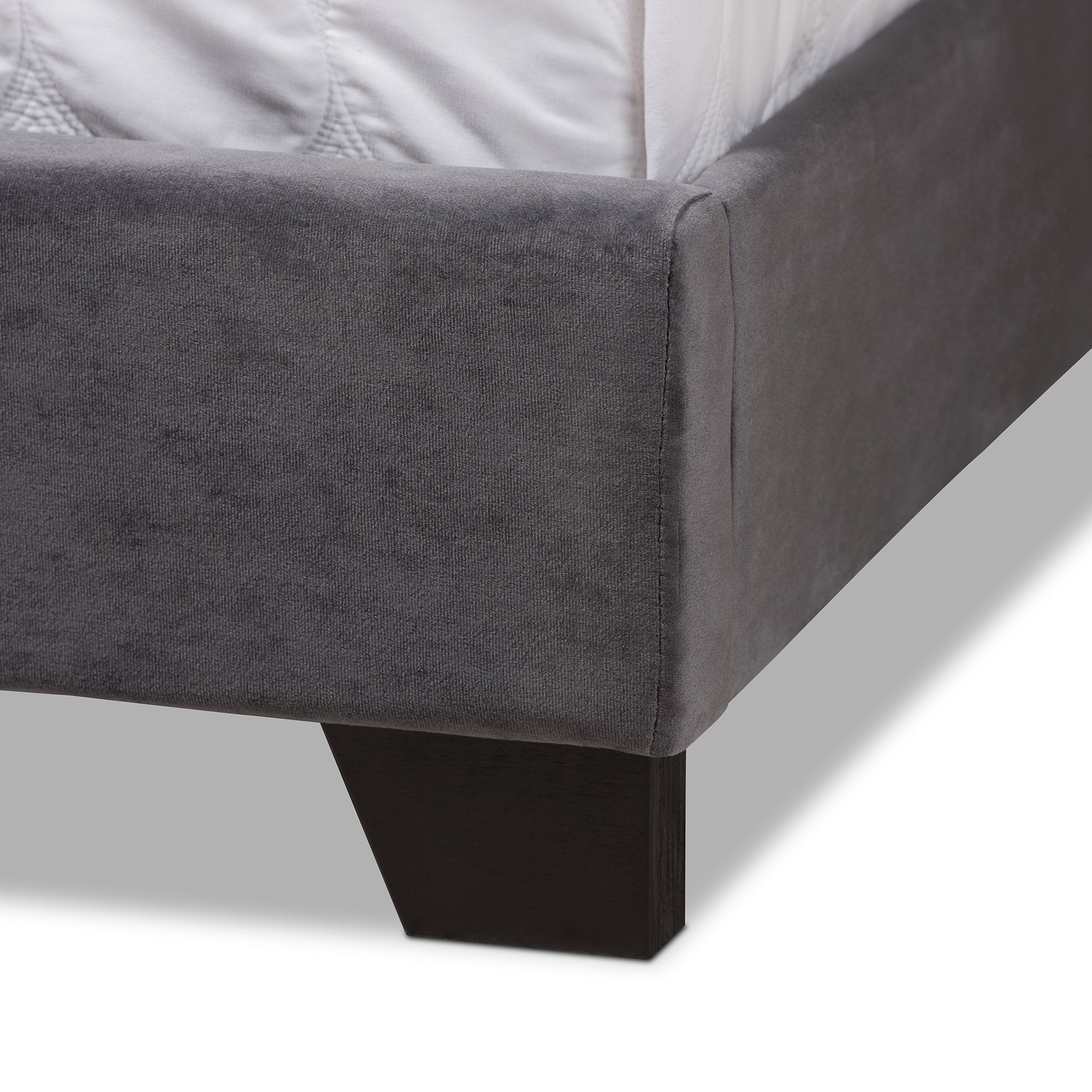 Baxton Studio Candace Luxe and Glamour Dark Grey Velvet Upholstered King Size Bed