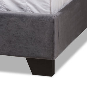 Baxton Studio Candace Luxe and Glamour Dark Grey Velvet Upholstered Full Size Bed