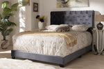 Baxton Studio Candace Luxe and Glamour Dark Grey Velvet Upholstered King Size Bed