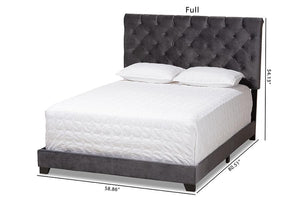 Baxton Studio Candace Luxe and Glamour Dark Grey Velvet Upholstered Full Size Bed