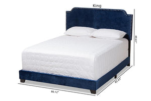 Baxton Studio Darcy Luxe and Glamour Navy Velvet Upholstered King Size Bed