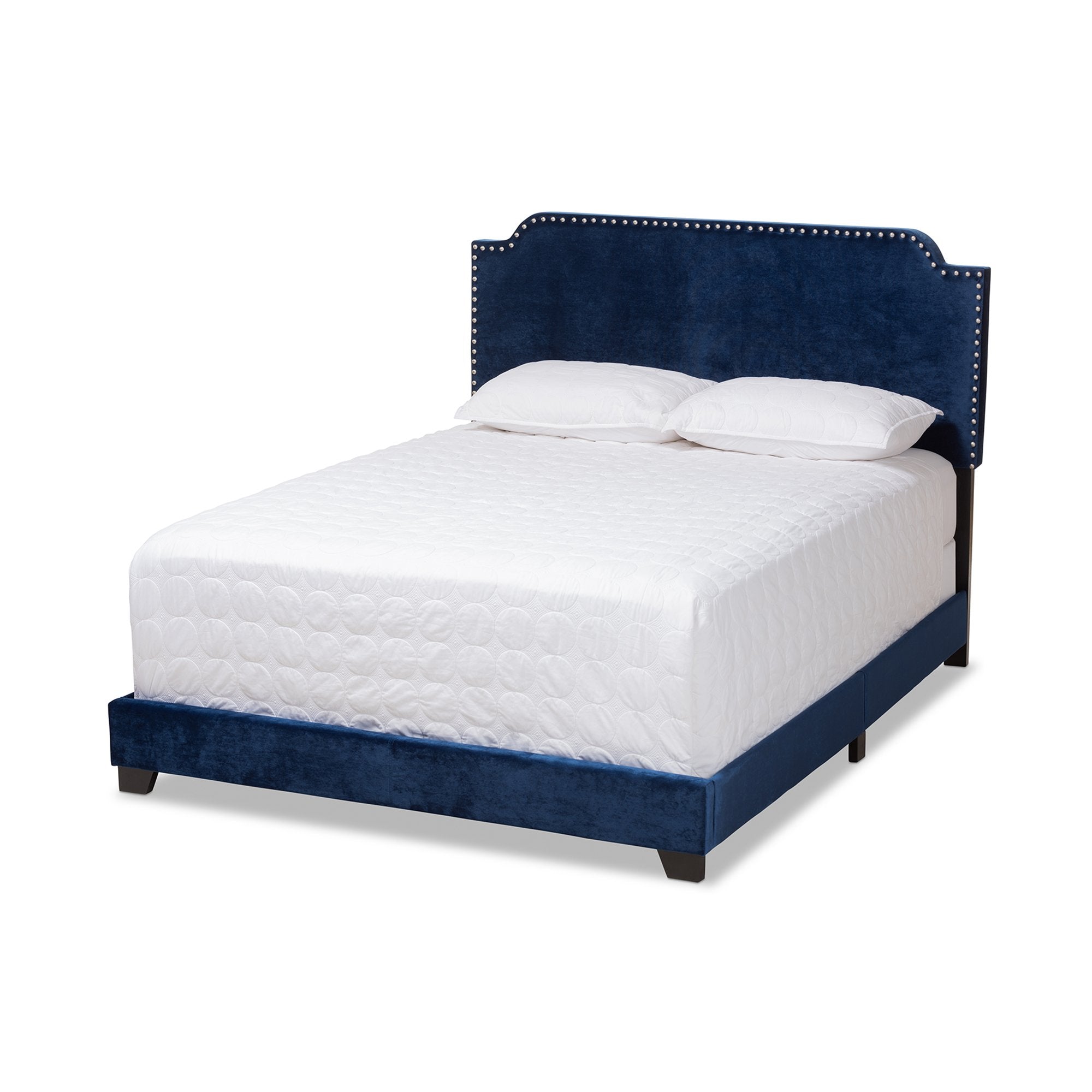 Baxton Studio Darcy Luxe and Glamour Navy Velvet Upholstered Queen Size Bed