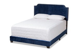 Baxton Studio Darcy Luxe and Glamour Navy Velvet Upholstered King Size Bed