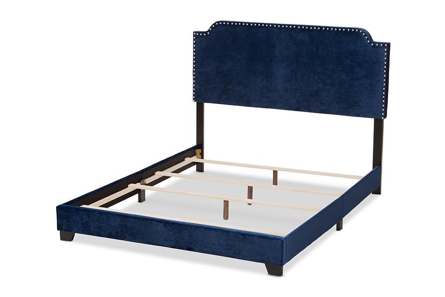 Baxton Studio Darcy Luxe and Glamour Navy Velvet Upholstered Full Size Bed