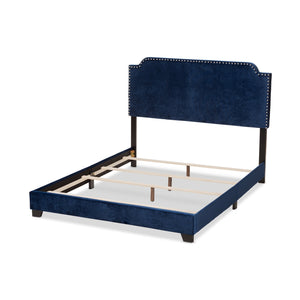 Baxton Studio Darcy Luxe and Glamour Navy Velvet Upholstered King Size Bed