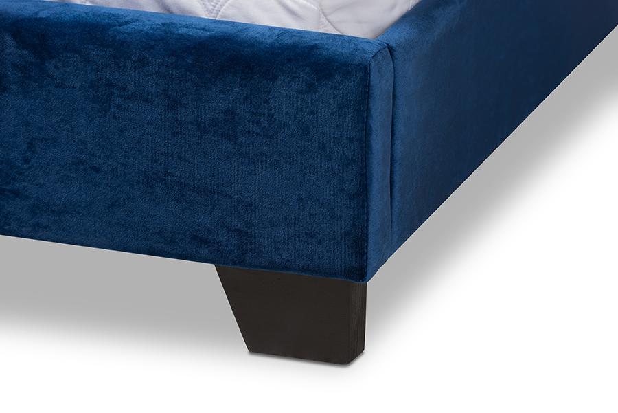 Baxton Studio Darcy Luxe and Glamour Navy Velvet Upholstered King Size Bed