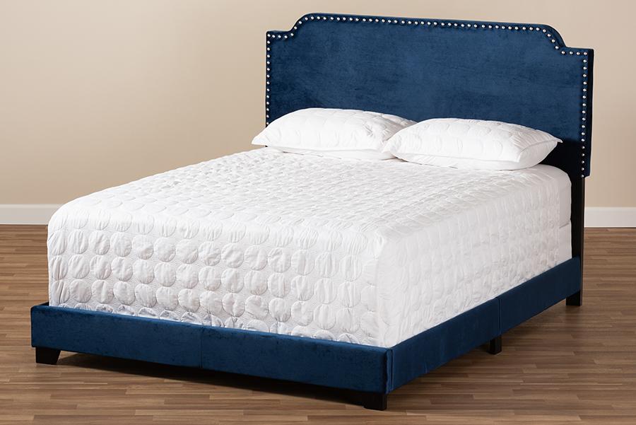 Baxton Studio Darcy Luxe and Glamour Navy Velvet Upholstered Full Size Bed