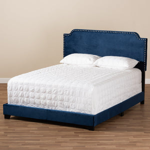 Baxton Studio Darcy Luxe and Glamour Navy Velvet Upholstered Full Size Bed