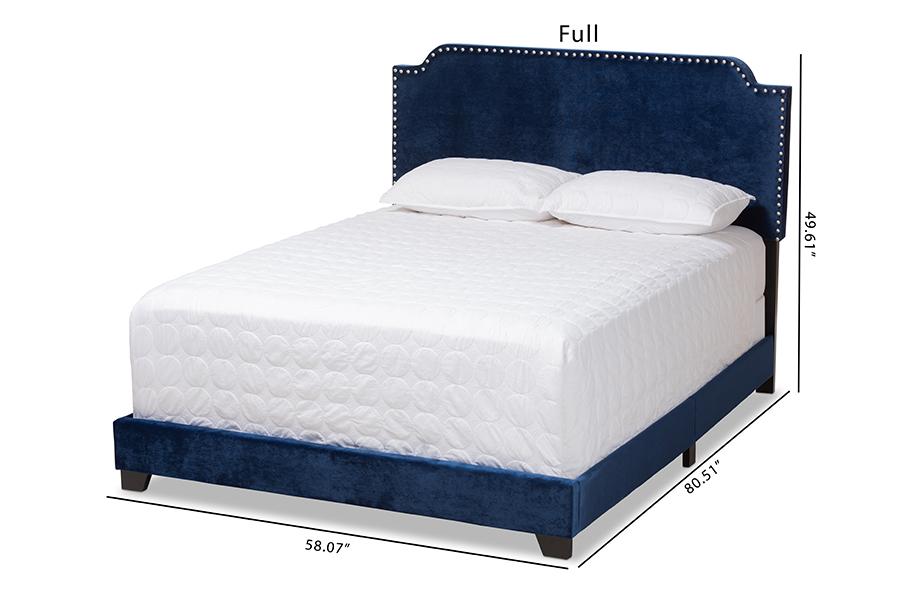 Baxton Studio Darcy Luxe and Glamour Navy Velvet Upholstered Full Size Bed