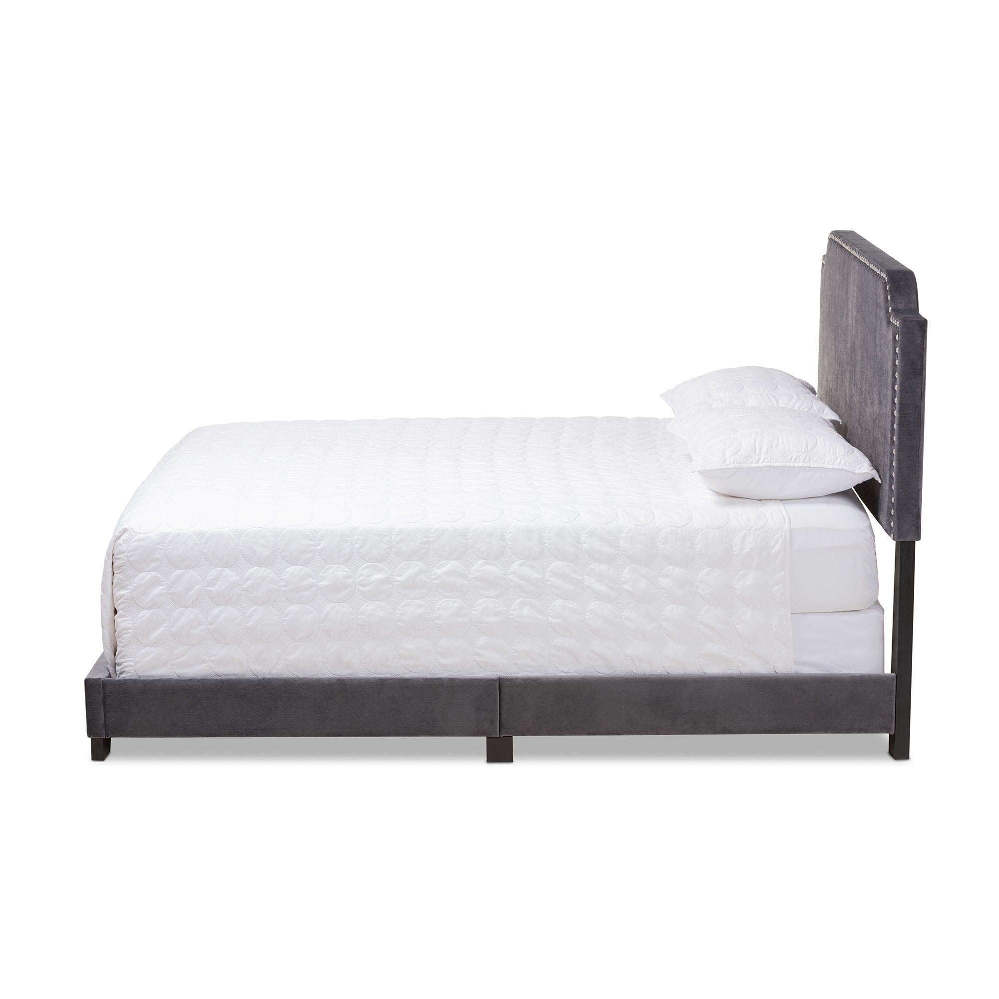 Baxton Studio Darcy Luxe and Glamour Dark Grey Velvet Upholstered Queen Size Bed