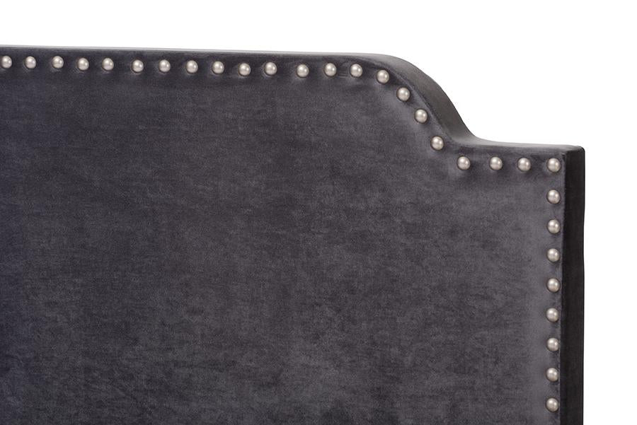 Baxton Studio Darcy Luxe and Glamour Dark Grey Velvet Upholstered Full Size Bed