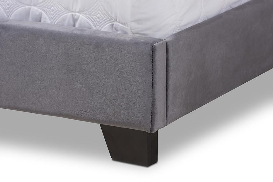 Baxton Studio Darcy Luxe and Glamour Dark Grey Velvet Upholstered Full Size Bed