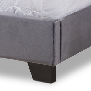 Baxton Studio Darcy Luxe and Glamour Dark Grey Velvet Upholstered Queen Size Bed