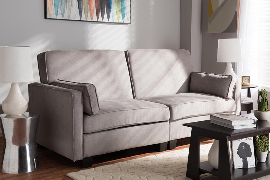 Baxton Studio Felicity Modern and Contemporary Light Gray Fabric Upholstered Sleeper Sofa