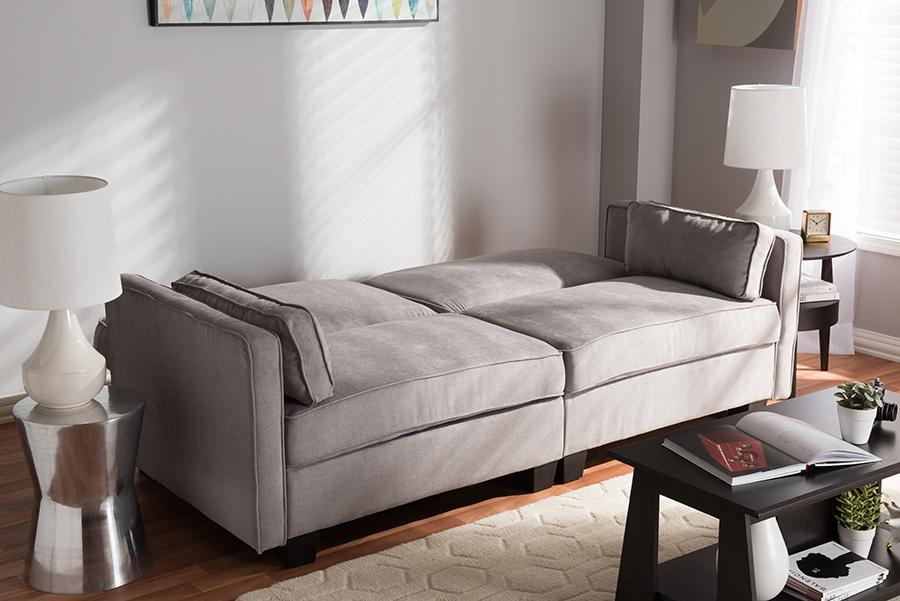 Baxton Studio Felicity Modern and Contemporary Light Gray Fabric Upholstered Sleeper Sofa