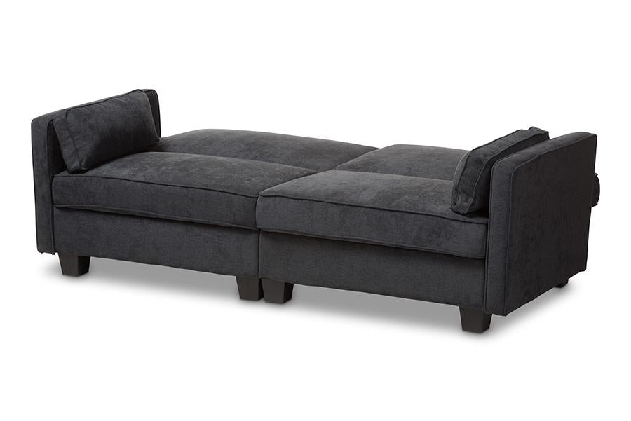 Baxton Studio Felicity Modern and Contemporary Dark Gray Fabric Upholstered Sleeper Sofa