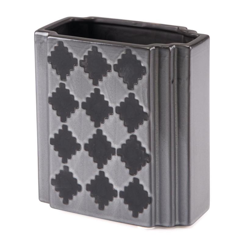 Arlequim Rectangular Vase Sm Gry & Blk