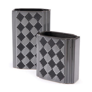 Arlequim Rectangular Vase Sm Gry & Blk