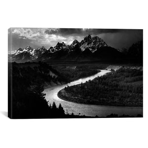 The Tetons - Snake River by Ansel Adams Canvas Print - UNQFurniture