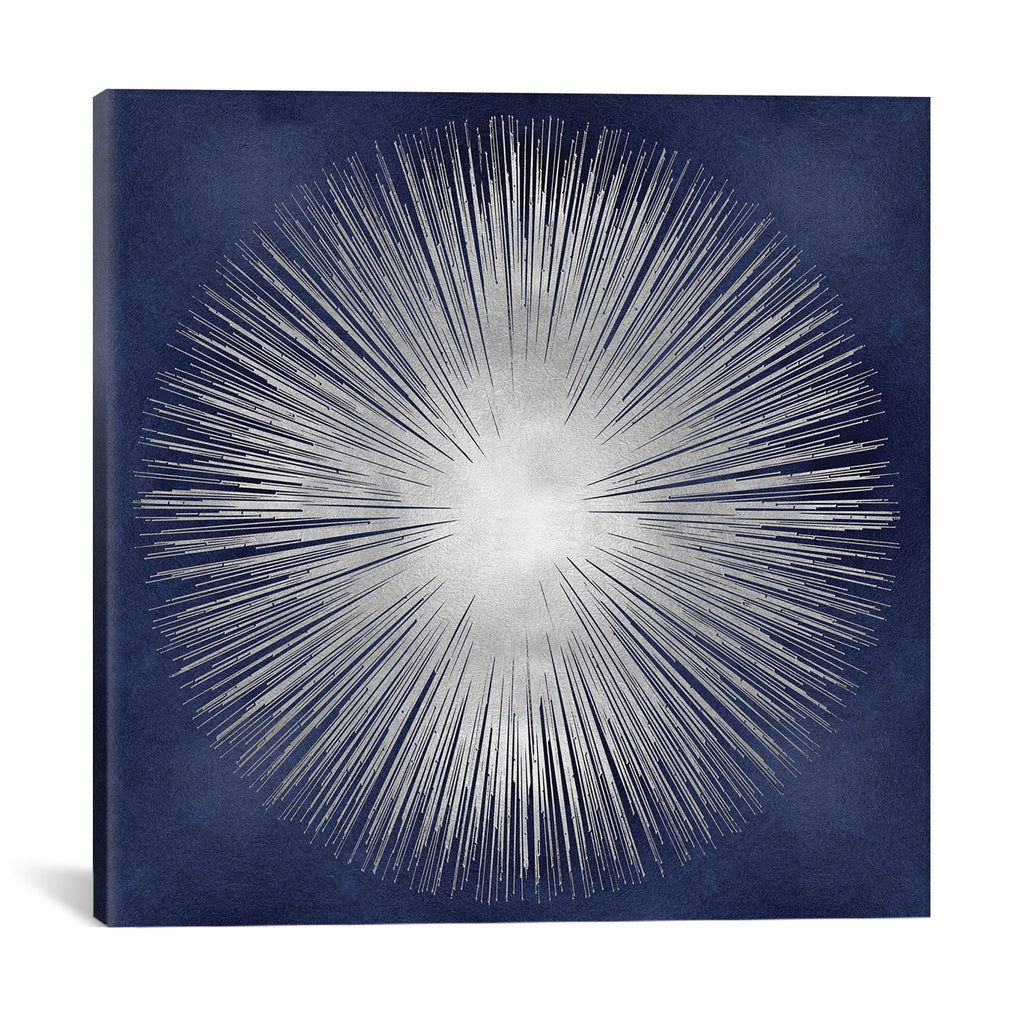 Silver Sunburst On Blue I by Abby Young Canvas Print - UNQFurniture