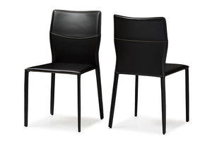 Baxton Studio Asper Modern and Contemporary Black Leather Upholstered Dining Chair (Set of 2)