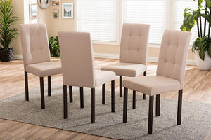 Baxton Studio Andrew Modern and Contemporary Beige Fabric Upholstered Grid-tufting Dining Chair (Set of 4)