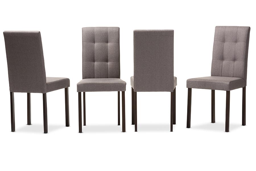 Baxton Studio Andrew Modern and Contemporary Grey Fabric Upholstered Grid-tufting Dining Chair (Set of 4)