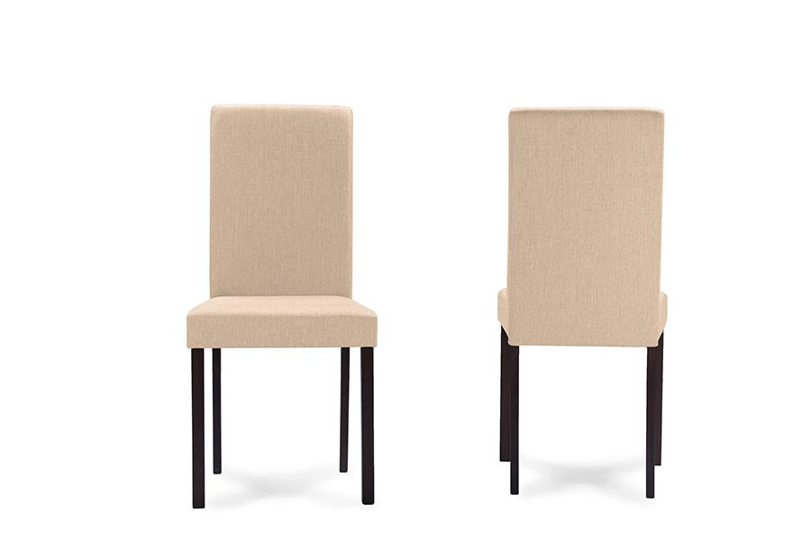 Baxton Studio Andrew Contemporary Espresso Wood Beige Fabric Dining Chair (Set of 2)