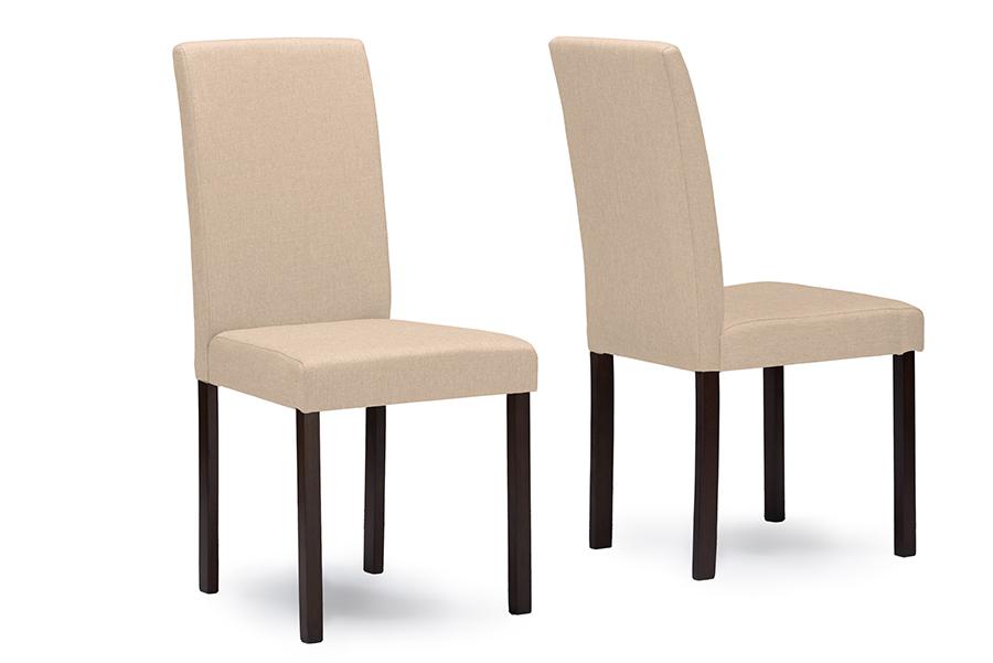 Baxton Studio Andrew Contemporary Espresso Wood Beige Fabric 5 PC Dining Set