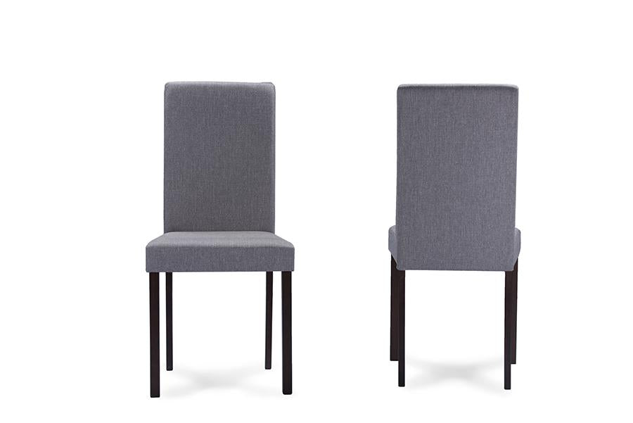 Baxton Studio Andrew Contemporary Espresso Wood Grey Fabric Dining Chair (Set of 2)