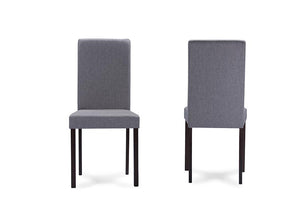 Baxton Studio Andrew Contemporary Espresso Wood Grey Fabric Dining Chair (Set of 2)