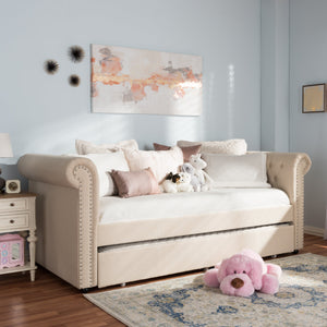 Baxton Studio Mabelle Modern and Contemporary Beige Fabric Trundle Daybed