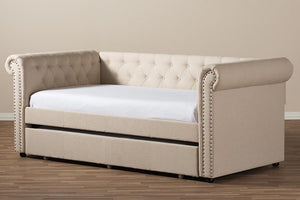 Baxton Studio Mabelle Modern and Contemporary Beige Fabric Trundle Daybed