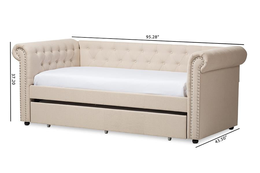 Baxton Studio Mabelle Modern and Contemporary Beige Fabric Trundle Daybed