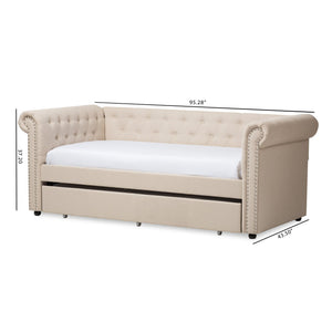 Baxton Studio Mabelle Modern and Contemporary Beige Fabric Trundle Daybed