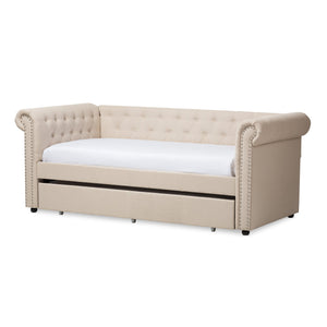 Baxton Studio Mabelle Modern and Contemporary Beige Fabric Trundle Daybed