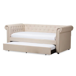 Baxton Studio Mabelle Modern and Contemporary Beige Fabric Trundle Daybed