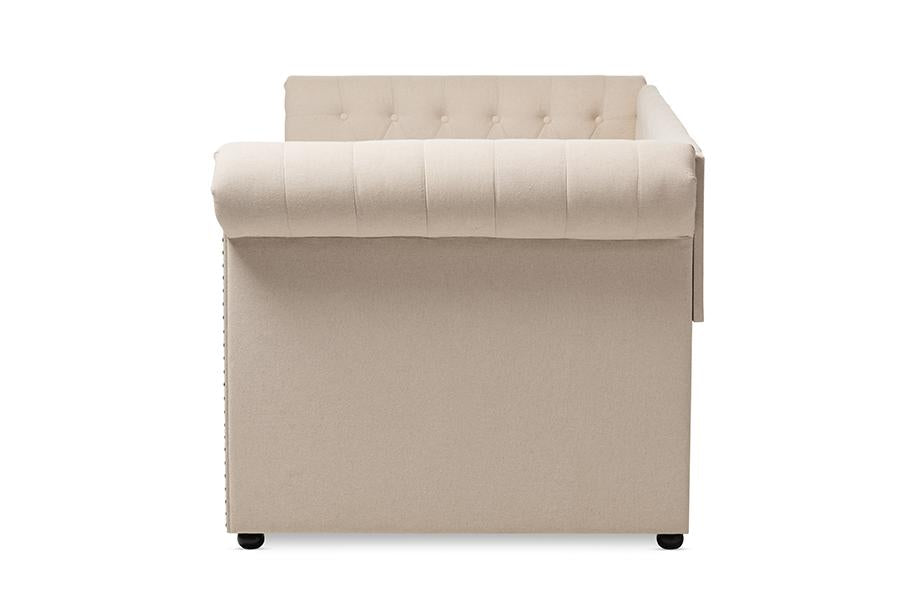 Baxton Studio Mabelle Modern and Contemporary Beige Fabric Trundle Daybed