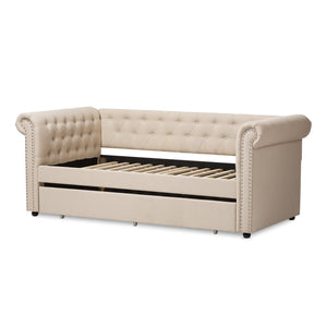 Baxton Studio Mabelle Modern and Contemporary Beige Fabric Trundle Daybed