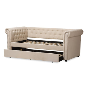 Baxton Studio Mabelle Modern and Contemporary Beige Fabric Trundle Daybed