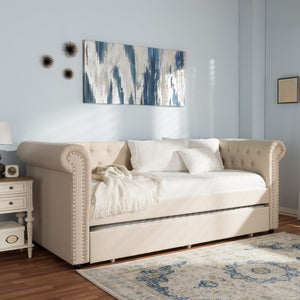 Baxton Studio Mabelle Modern and Contemporary Beige Fabric Trundle Daybed