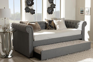 Baxton Studio Mabelle Modern and Contemporary Grey Fabric Trundle Daybed