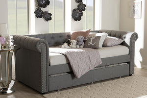 Baxton Studio Mabelle Modern and Contemporary Grey Fabric Trundle Daybed