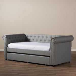 Baxton Studio Mabelle Modern and Contemporary Grey Fabric Trundle Daybed